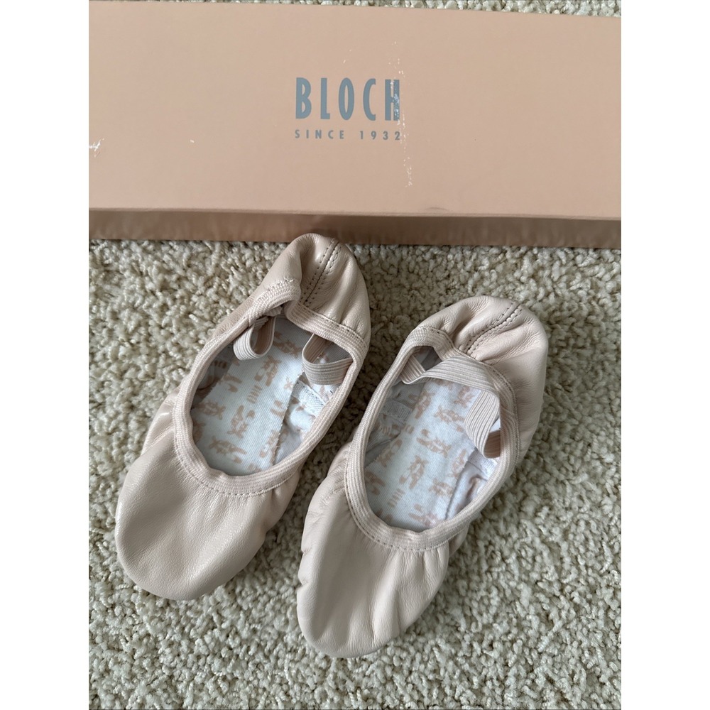 Bloch Girls Pink Ballet Shoes Leather Sole SO249G Giselle Sz‎ 9.5/10 C READ